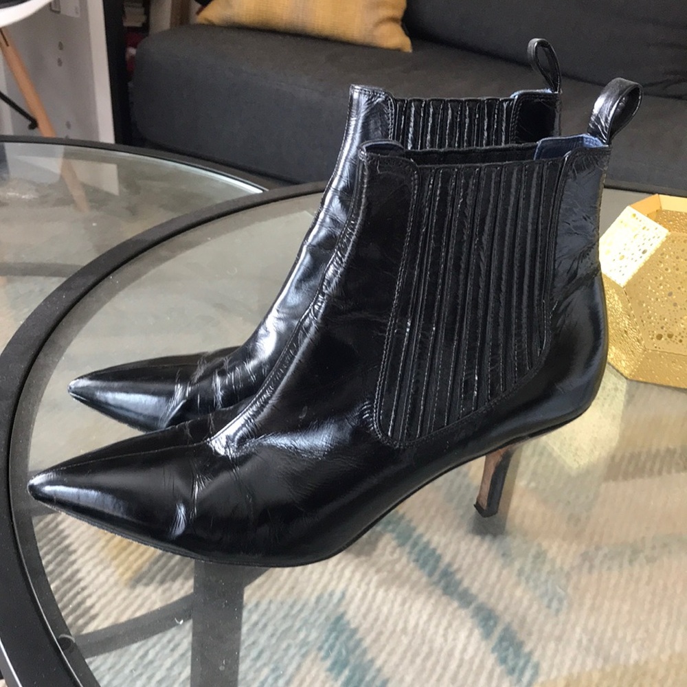 DVF kitten heel patent booties